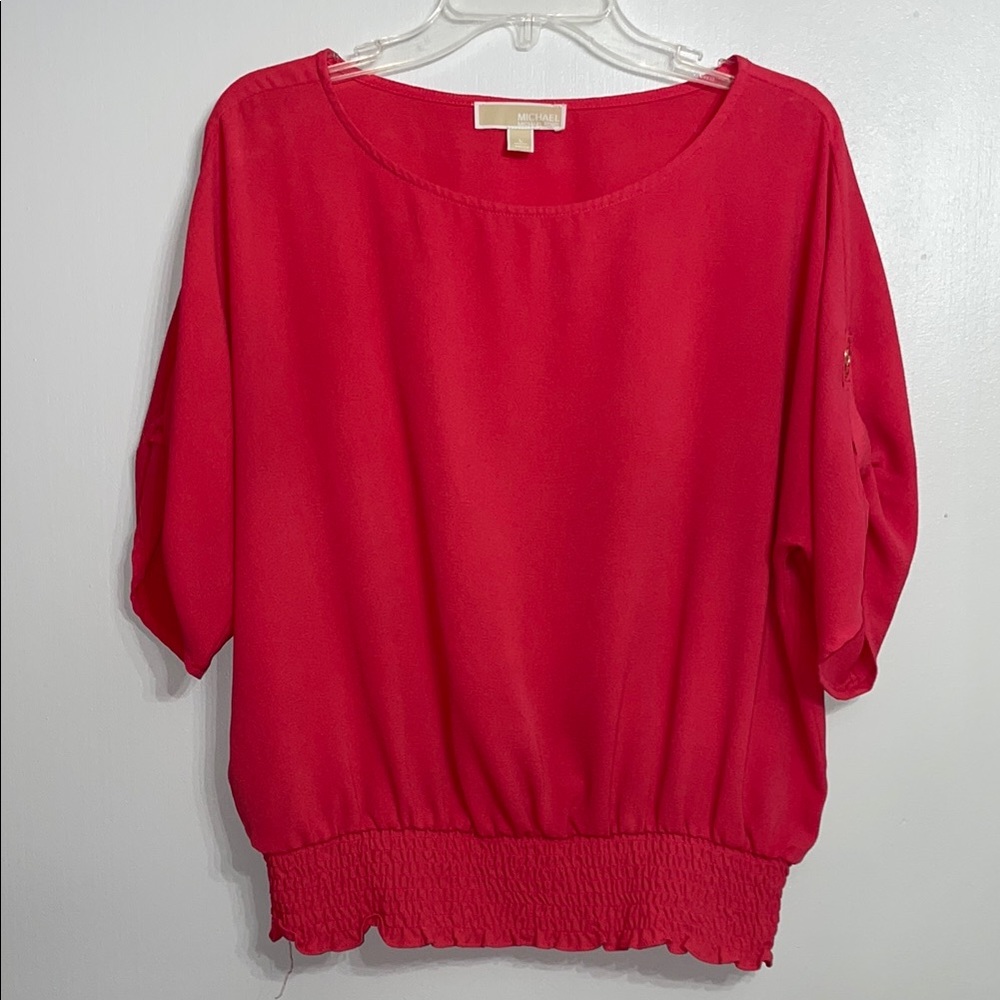 Michael Kors Coral Blouse with Relaxed Fit and 3/4 Sleeves